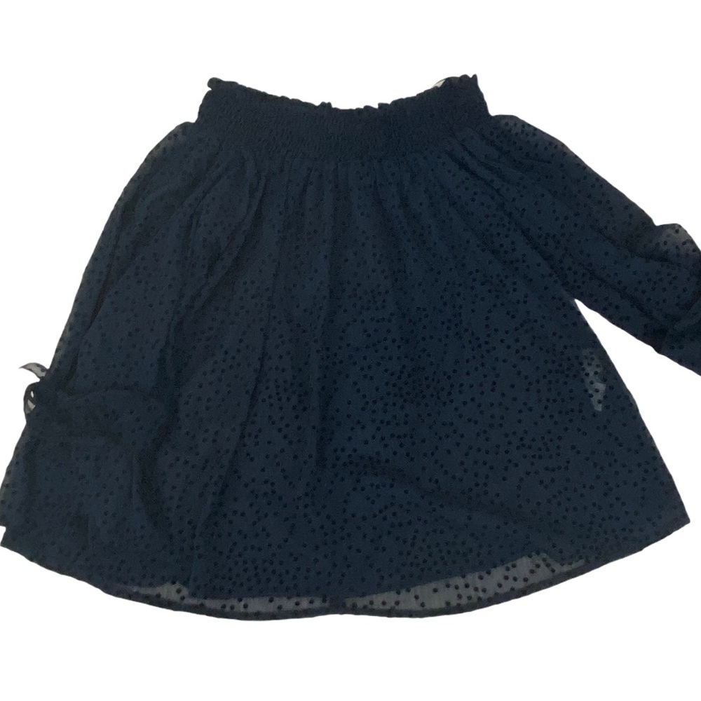ZARA Navy Swiss Dot Off the Shoulder Top NWT